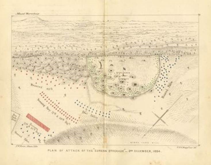 Huyghue, plan of attack of the 'Eureka Stockade', 1854-55