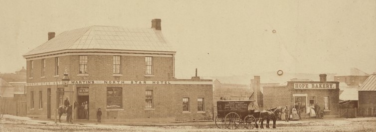Former North Star Hotel & Hope Bakery 1861 Simon & Bardwell SLV