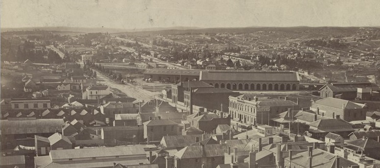 View over Soldiers Hill from Town Hall tower in 1872 (William Bardwell, State Library of Victoria)