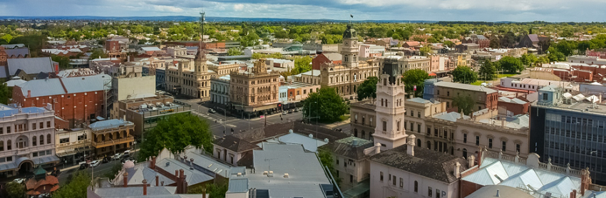 View over Soldiers Hill from Town Hall tower in 1872 (William Bardwell, State Library of Victoria)