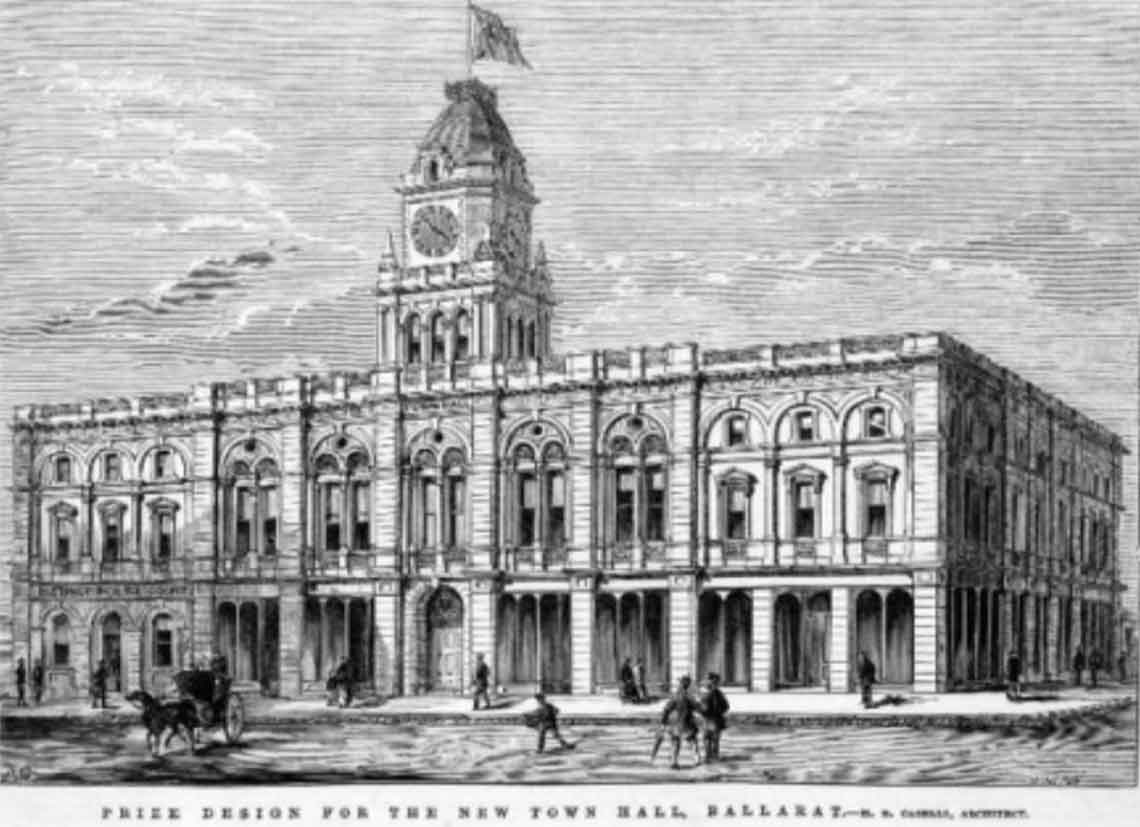 Illustration of Henry R. Caselli's prize-winning design for the new town hall.